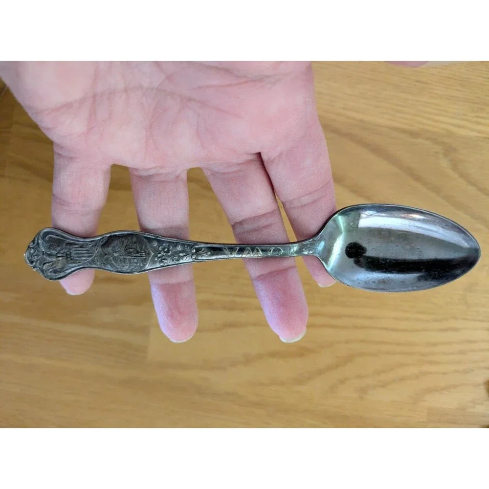 Set of 7 Wm Rogers Son Silver or Wallace Plate State Silver Spoon Collection